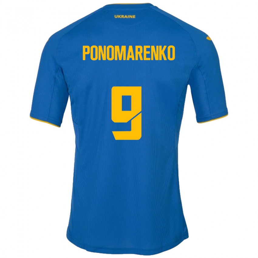 Herren Ukraine Matviy Ponomarenko #9 Blau Auswärtstrikot Trikot 24-26 T-Shirt Österreich