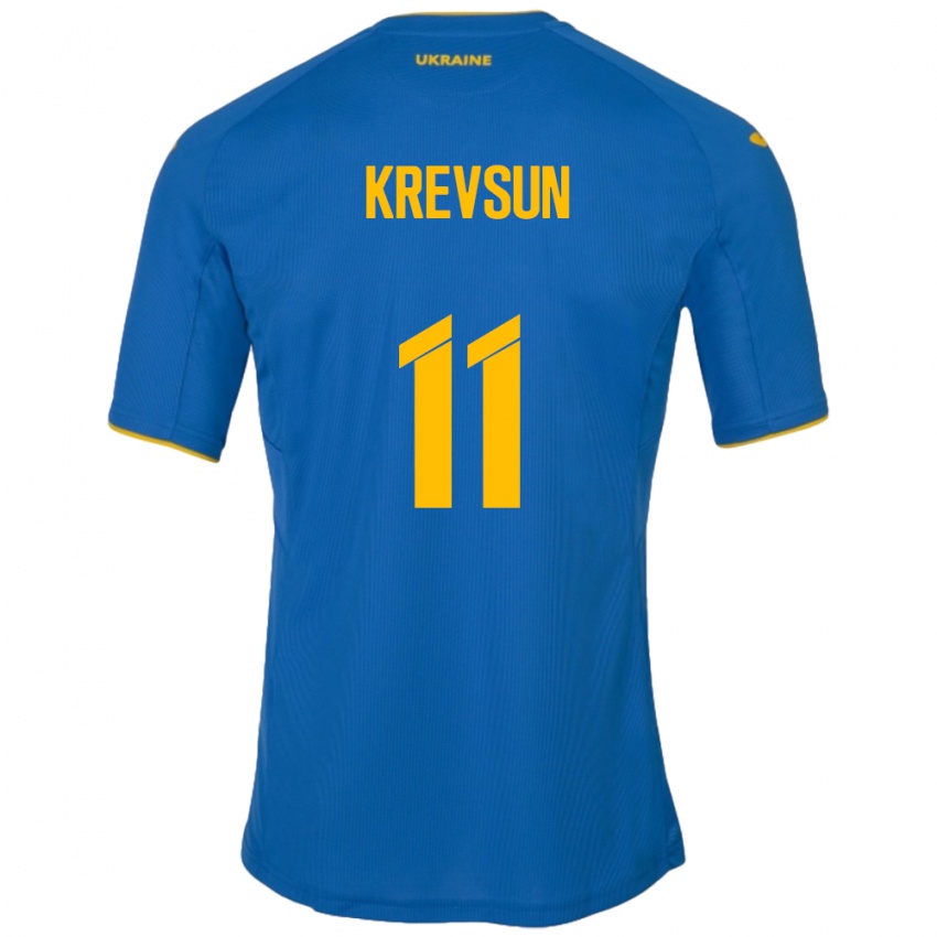 Herren Ukraine Danylo Krevsun #11 Blau Auswärtstrikot Trikot 24-26 T-Shirt Österreich