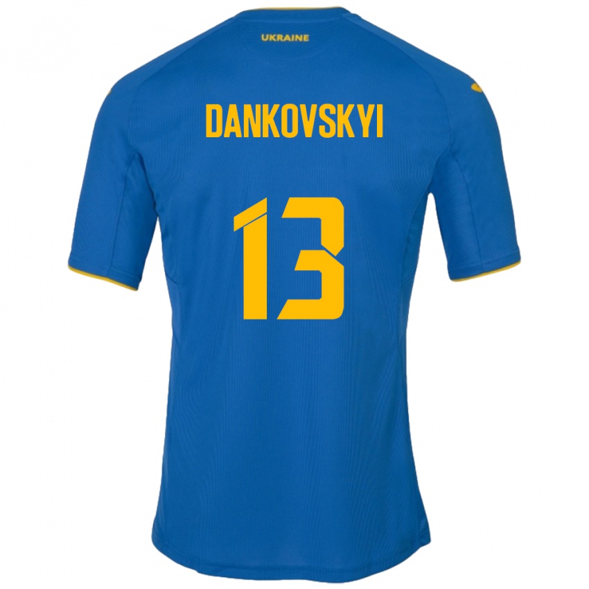 Herren Ukraine Yegor Dankovskyi #13 Blau Auswärtstrikot Trikot 24-26 T-Shirt Österreich