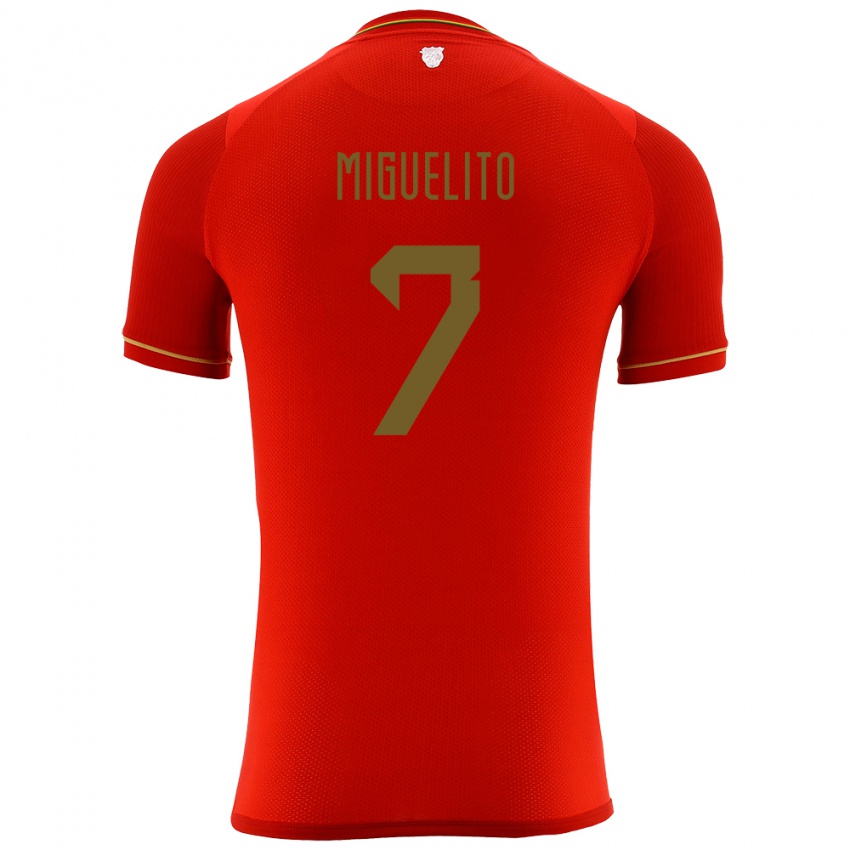 Herren Bolivien Miguelito #7 Rot Auswärtstrikot Trikot 24-26 T-Shirt Österreich