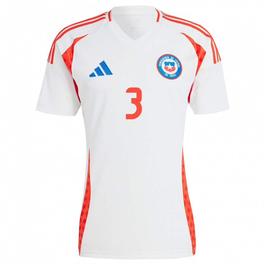 Herren Chile Iván Román #3 Weiß Auswärtstrikot Trikot 24-26 T-Shirt Österreich