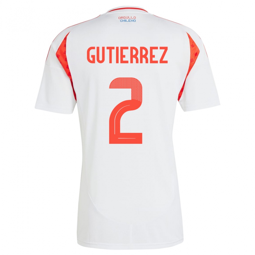 Herren Chile Joaquín Gutiérrez #2 Weiß Auswärtstrikot Trikot 24-26 T-Shirt Österreich