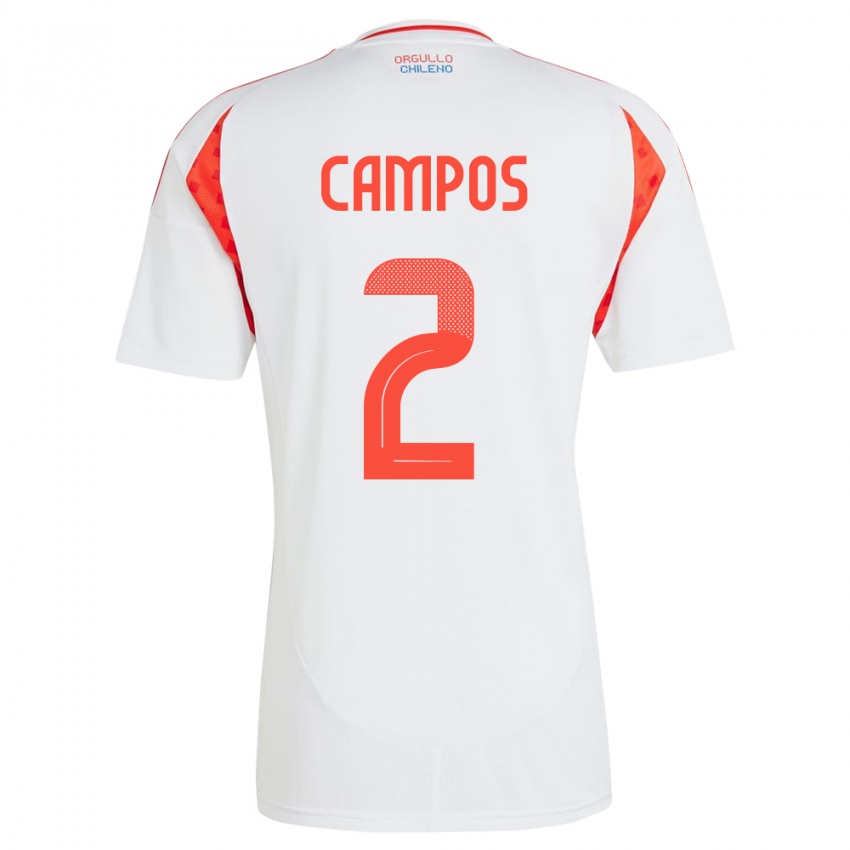 Herren Chile Víctor Campos #2 Weiß Auswärtstrikot Trikot 24-26 T-Shirt Österreich