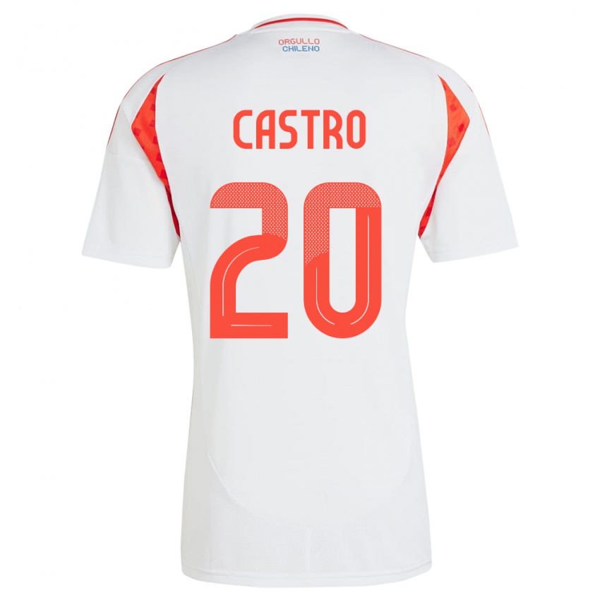 Herren Chile Benjamín Castro #20 Weiß Auswärtstrikot Trikot 24-26 T-Shirt Österreich