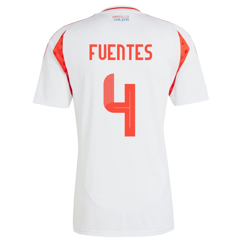 Herren Chile Karen Fuentes #4 Weiß Auswärtstrikot Trikot 24-26 T-Shirt Österreich