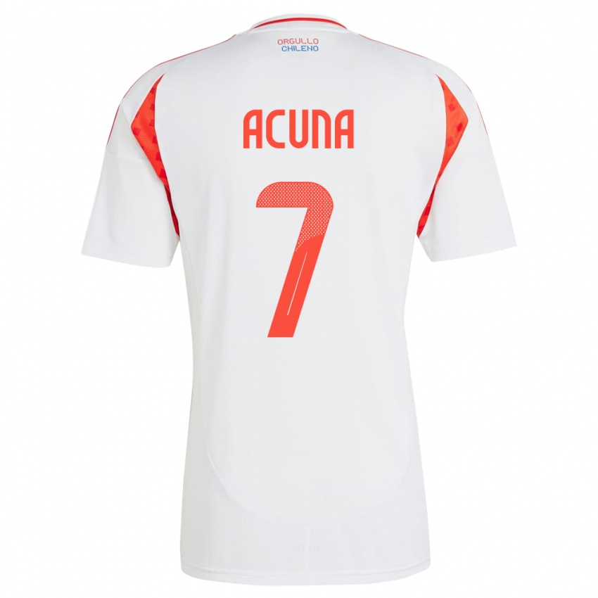 Herren Chile Yenny Acuña #7 Weiß Auswärtstrikot Trikot 24-26 T-Shirt Österreich