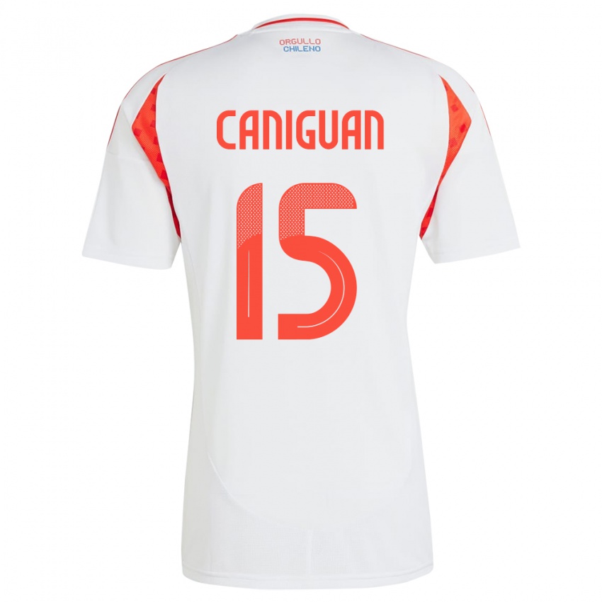 Herren Chile Franchesca Caniguán #15 Weiß Auswärtstrikot Trikot 24-26 T-Shirt Österreich