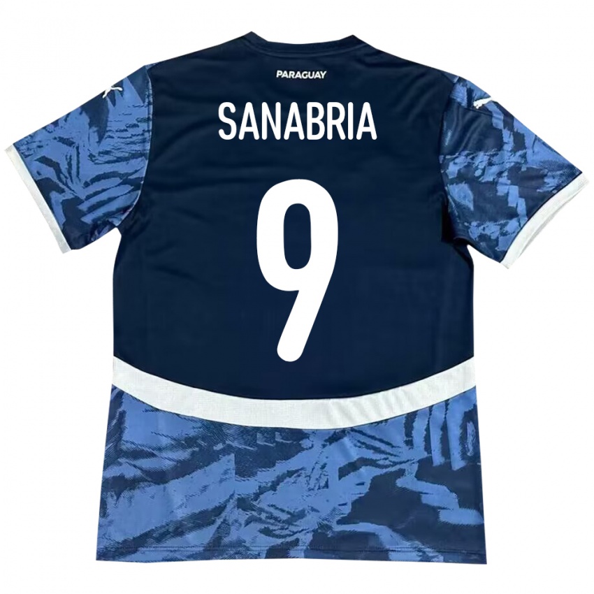 Herren Paraguay Antonio Sanabria #9 Blau Auswärtstrikot Trikot 24-26 T-Shirt Österreich