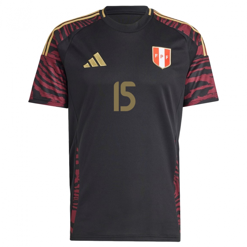 Herren Peru Julinho Astudillo #15 Schwarz Auswärtstrikot Trikot 24-26 T-Shirt Österreich