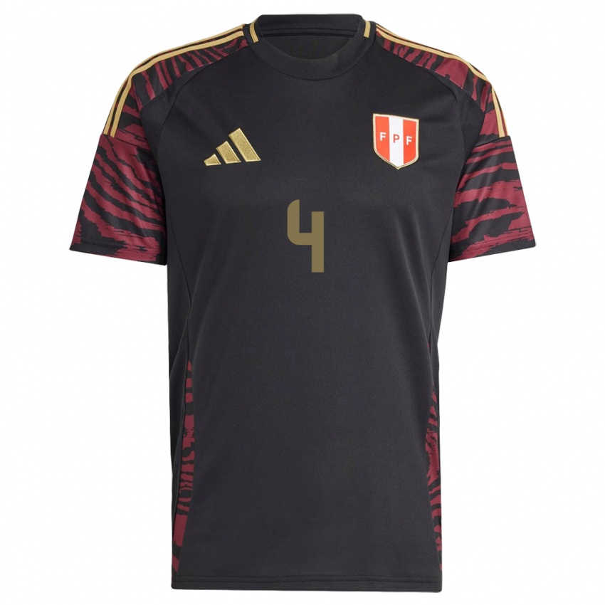 Herren Peru Anderson Santamaría #4 Schwarz Auswärtstrikot Trikot 24-26 T-Shirt Österreich