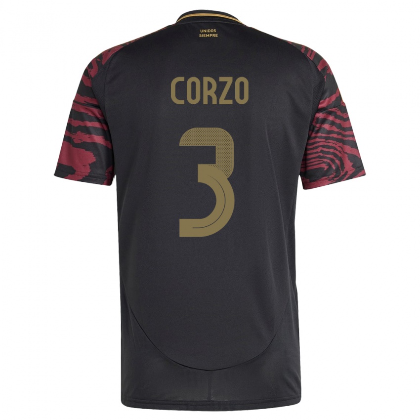 Herren Peru Aldo Corzo #3 Schwarz Auswärtstrikot Trikot 24-26 T-Shirt Österreich