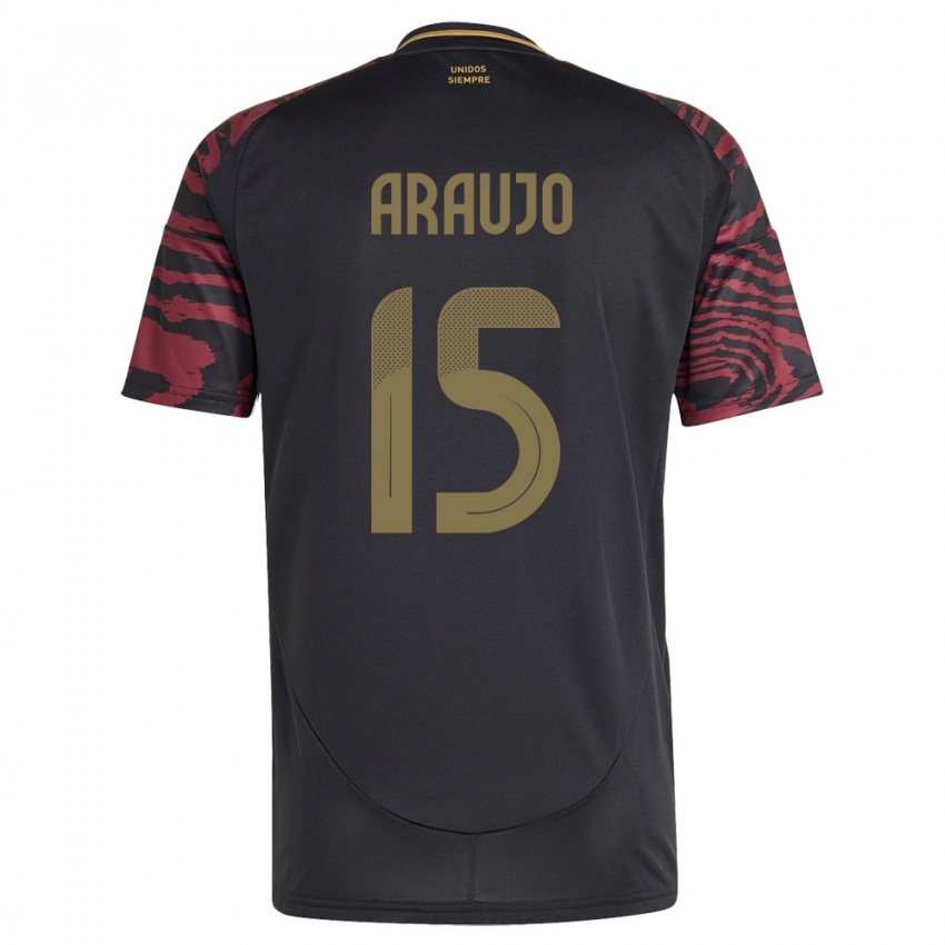 Herren Peru Miguel Araujo #15 Schwarz Auswärtstrikot Trikot 24-26 T-Shirt Österreich