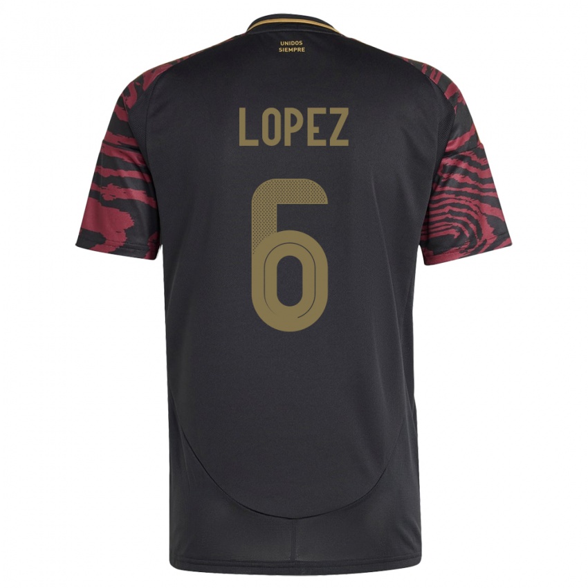 Herren Peru Marcos López #6 Schwarz Auswärtstrikot Trikot 24-26 T-Shirt Österreich