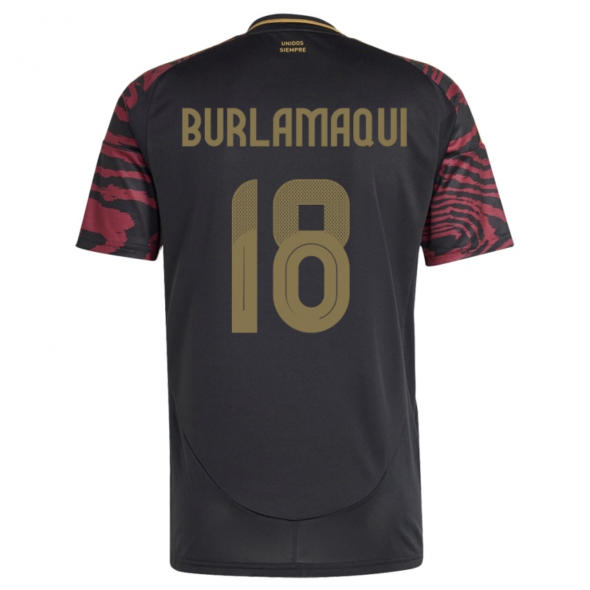 Herren Peru Alessandro Burlamaqui #18 Schwarz Auswärtstrikot Trikot 24-26 T-Shirt Österreich