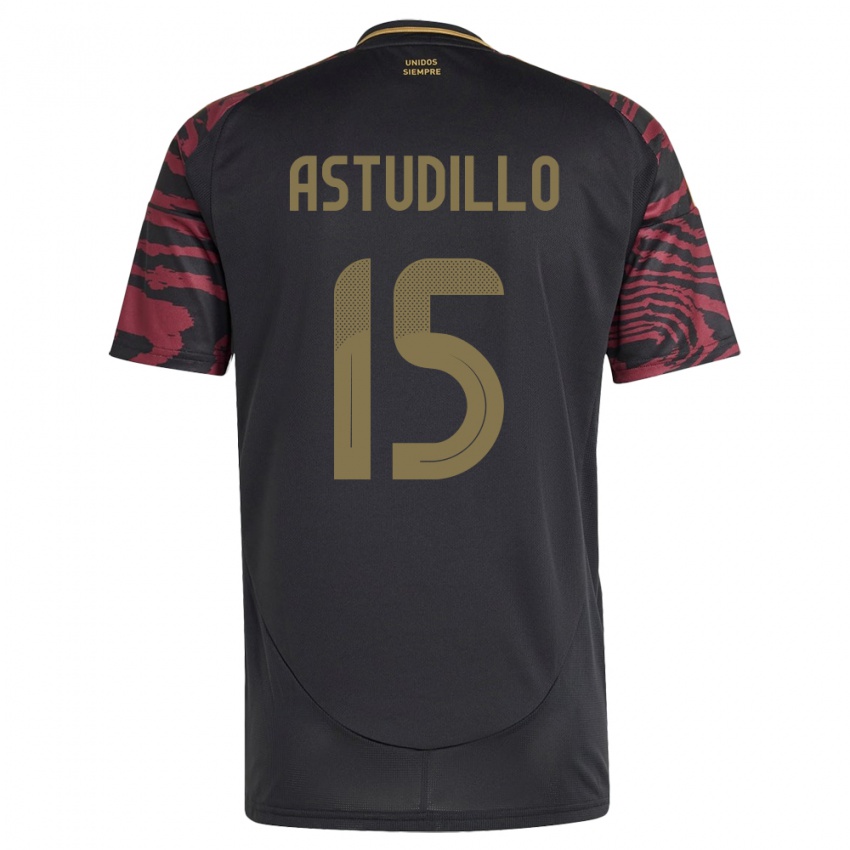 Herren Peru Julinho Astudillo #15 Schwarz Auswärtstrikot Trikot 24-26 T-Shirt Österreich