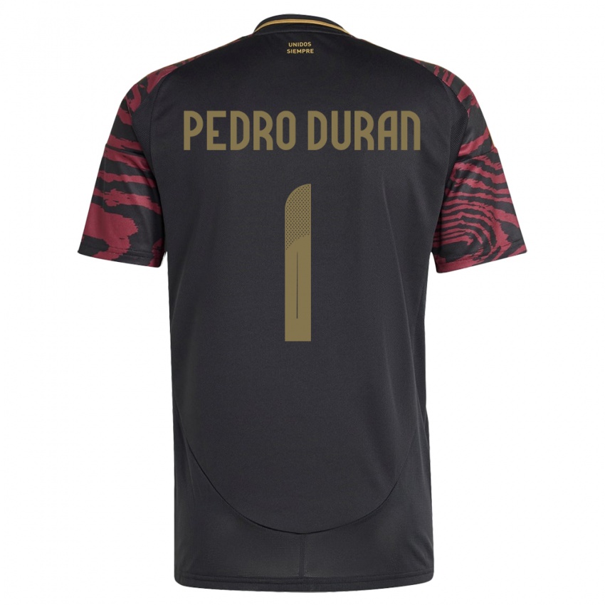 Herren Peru Juan Pedro Durán #1 Schwarz Auswärtstrikot Trikot 24-26 T-Shirt Österreich