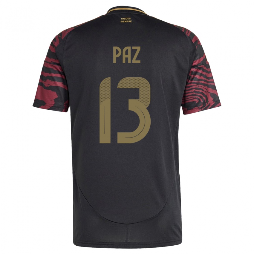 Herren Peru Braidy Paz #13 Schwarz Auswärtstrikot Trikot 24-26 T-Shirt Österreich