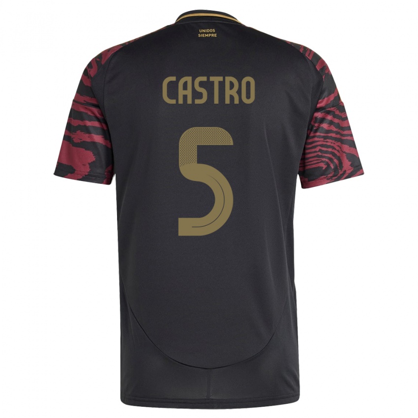 Herren Peru Rosa Castro #5 Schwarz Auswärtstrikot Trikot 24-26 T-Shirt Österreich