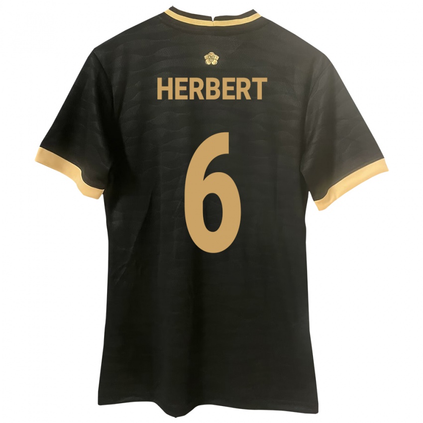 Herren Panama Giovany Herbert #6 Schwarz Auswärtstrikot Trikot 24-26 T-Shirt Österreich