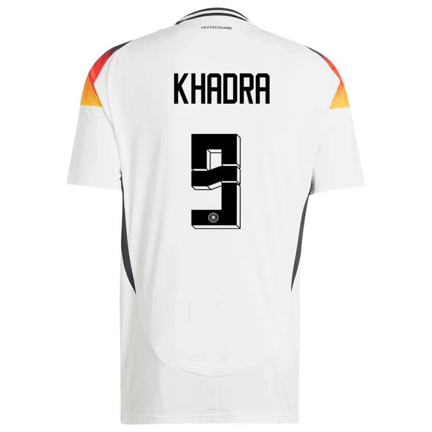 Damen Deutschland Reda Khadra #9 Weiß Heimtrikot Trikot 24-26 T-Shirt Österreich