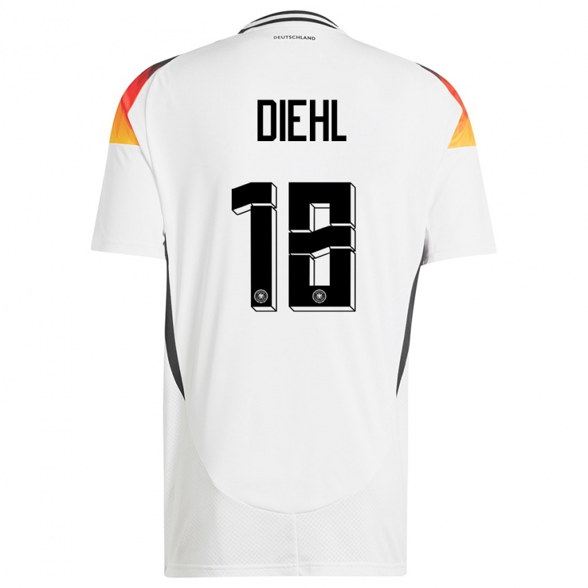 Damen Deutschland Justin Diehl #18 Weiß Heimtrikot Trikot 24-26 T-Shirt Österreich