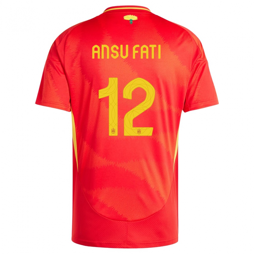 Damen Spanien Ansu Fati #12 Rot Heimtrikot Trikot 24-26 T-Shirt Österreich