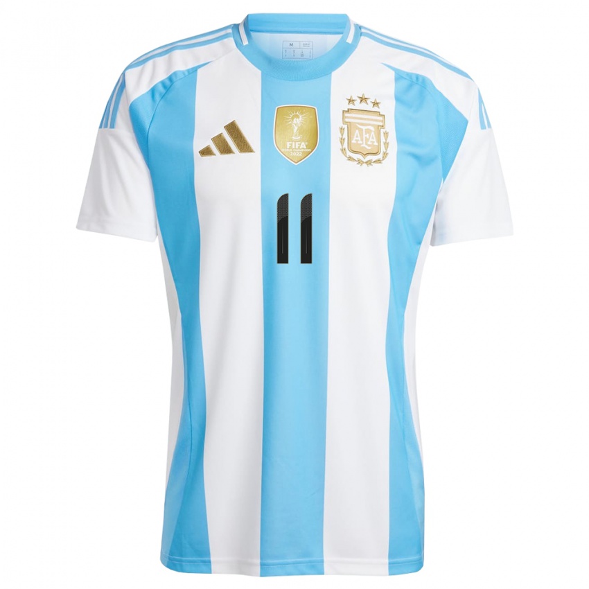 Damen Argentinien Ezequiel Barco #11 Weiß Blau Heimtrikot Trikot 24-26 T-Shirt Österreich