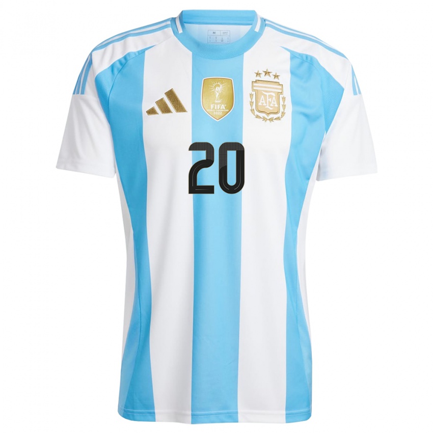 Damen Argentinien Giovani Lo Celso #20 Weiß Blau Heimtrikot Trikot 24-26 T-Shirt Österreich