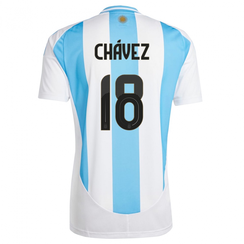 Damen Argentinien Gabriela Chavez #18 Weiß Blau Heimtrikot Trikot 24-26 T-Shirt Österreich