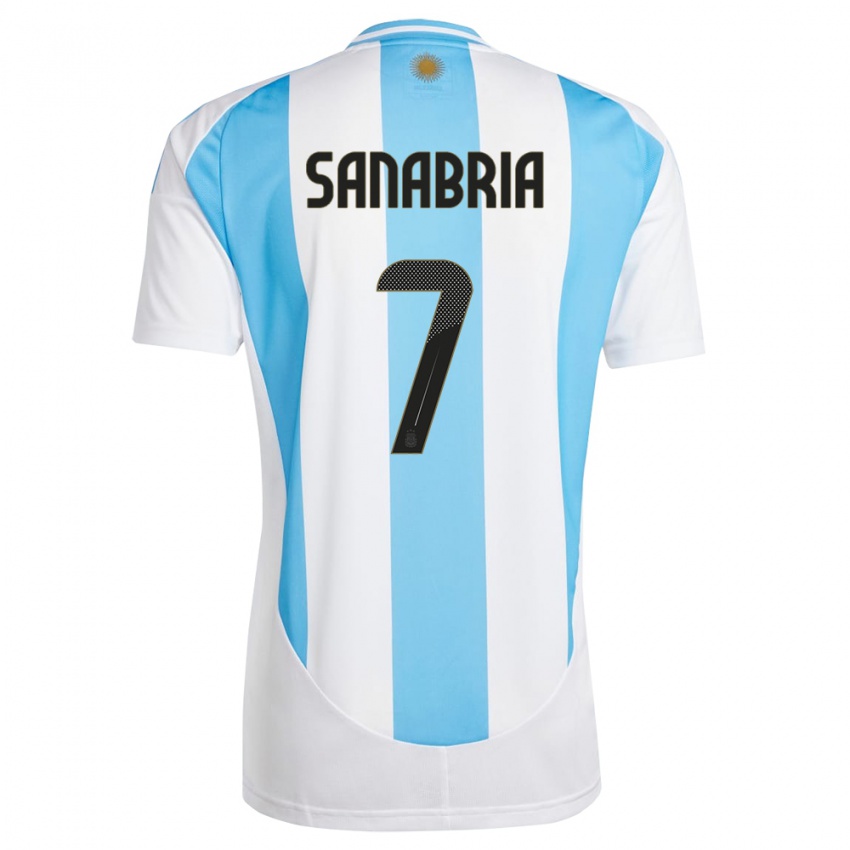 Damen Argentinien Mateo Sanabria #7 Weiß Blau Heimtrikot Trikot 24-26 T-Shirt Österreich