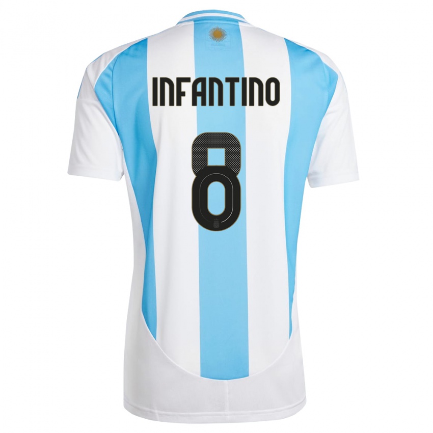 Damen Argentinien Gino Infantino #8 Weiß Blau Heimtrikot Trikot 24-26 T-Shirt Österreich