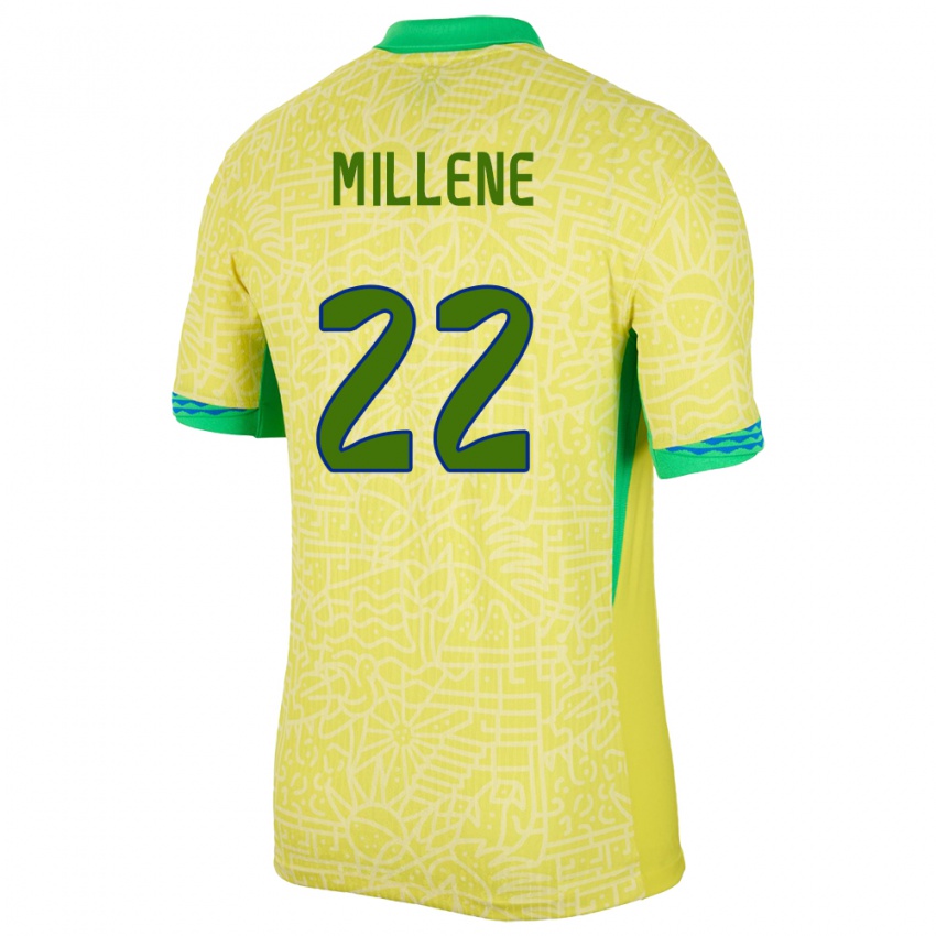 Damen Brasilien Millene #22 Gelb Heimtrikot Trikot 24-26 T-Shirt Österreich