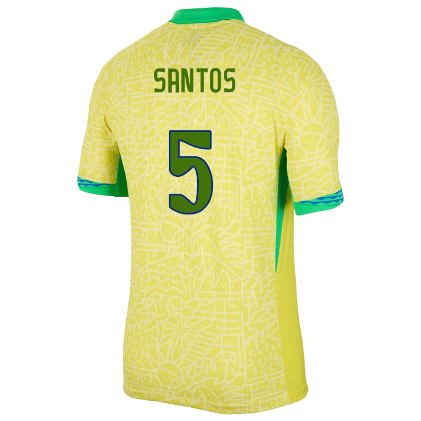 Damen Brasilien Andrey Santos #5 Gelb Heimtrikot Trikot 24-26 T-Shirt Österreich