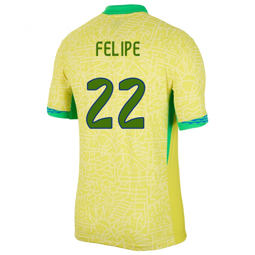 Damen Brasilien Cayo Felipe #22 Gelb Heimtrikot Trikot 24-26 T-Shirt Österreich