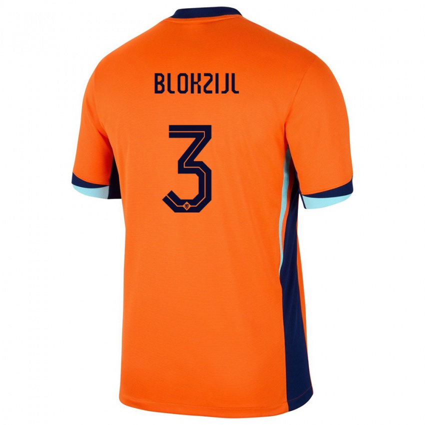 Damen Niederlande Thijmen Blokzijl #3 Orange Heimtrikot Trikot 24-26 T-Shirt Österreich
