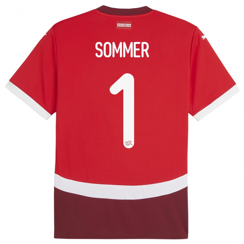 Damen Schweiz Yann Sommer #1 Rot Heimtrikot Trikot 24-26 T-Shirt Österreich