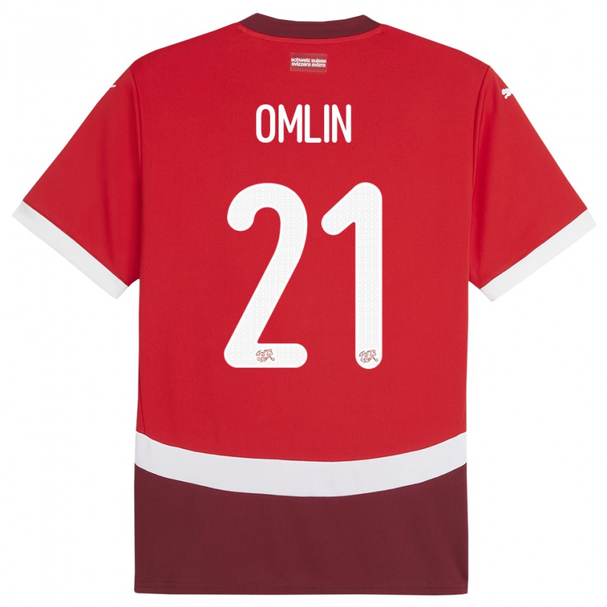 Damen Schweiz Jonas Omlin #21 Rot Heimtrikot Trikot 24-26 T-Shirt Österreich