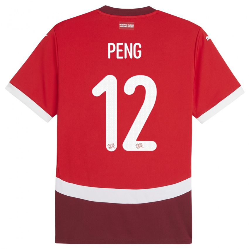 Damen Schweiz Livia Peng #12 Rot Heimtrikot Trikot 24-26 T-Shirt Österreich