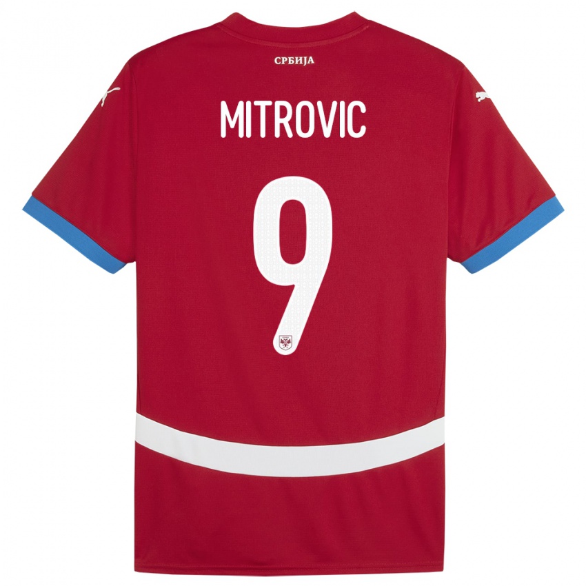 Damen Serbien Aleksandar Mitrovic #9 Rot Heimtrikot Trikot 24-26 T-Shirt Österreich