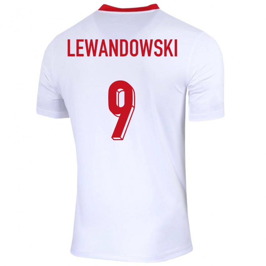 Damen Polen Robert Lewandowski #9 Weiß Heimtrikot Trikot 24-26 T-Shirt Österreich