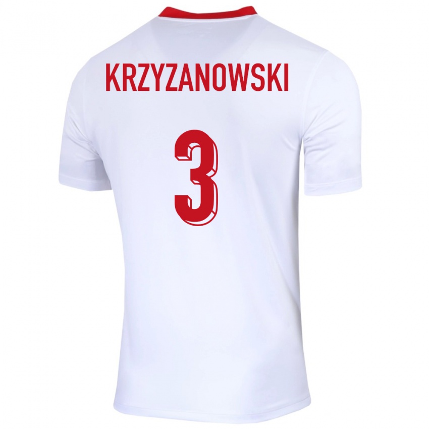 Damen Polen Jakub Krzyzanowski #3 Weiß Heimtrikot Trikot 24-26 T-Shirt Österreich