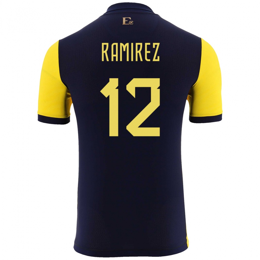 Damen Ecuador Moises Ramirez #12 Gelb Heimtrikot Trikot 24-26 T-Shirt Österreich