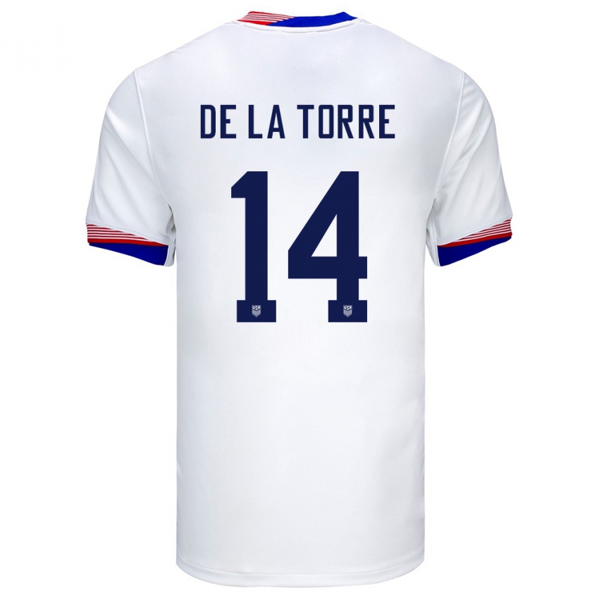 Damen Vereinigte Staaten Luca De La Torre #14 Weiß Heimtrikot Trikot 24-26 T-Shirt Österreich