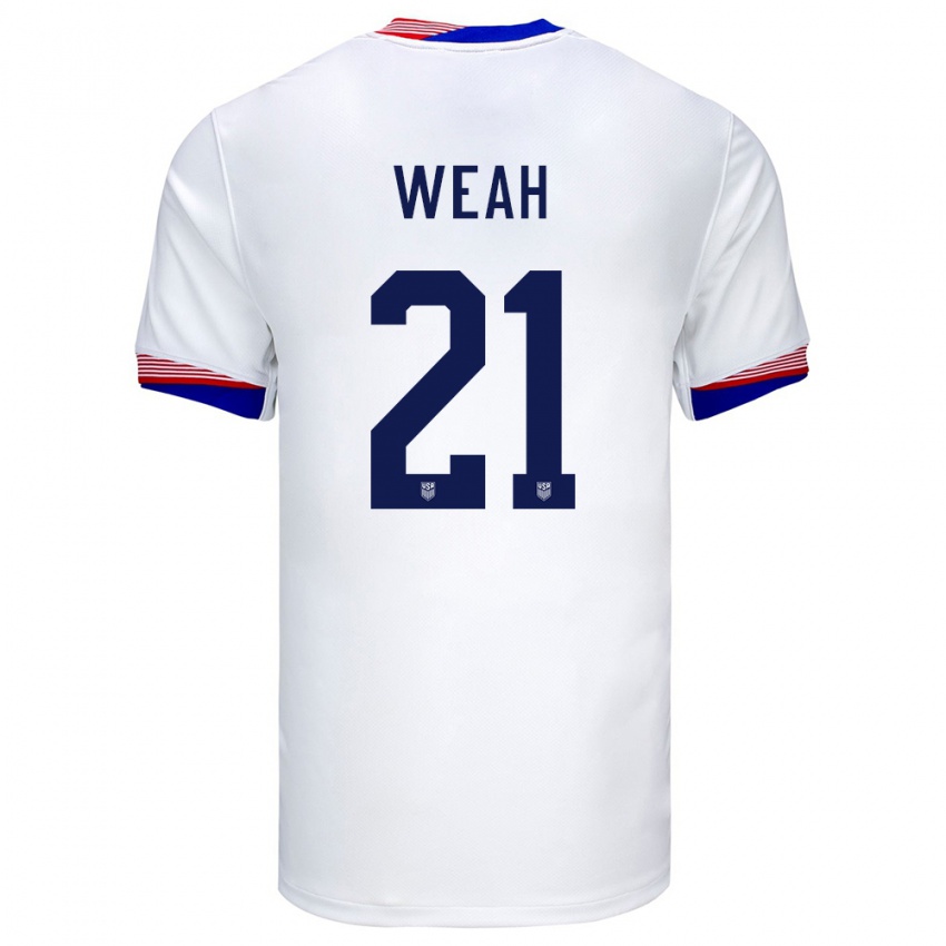 Damen Vereinigte Staaten Timothy Weah #21 Weiß Heimtrikot Trikot 24-26 T-Shirt Österreich