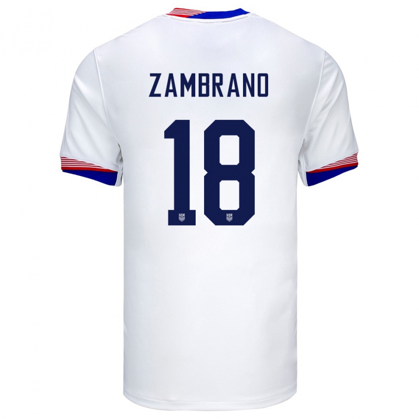 Damen Vereinigte Staaten Marcos Zambrano #18 Weiß Heimtrikot Trikot 24-26 T-Shirt Österreich