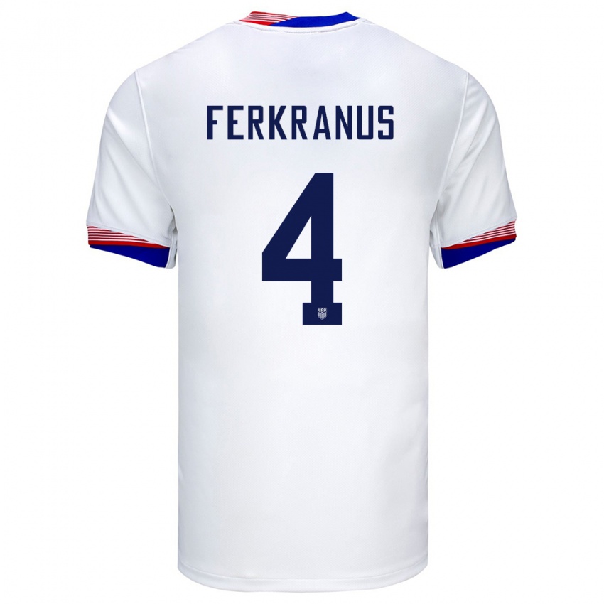 Damen Vereinigte Staaten Marcus Ferkranus #4 Weiß Heimtrikot Trikot 24-26 T-Shirt Österreich