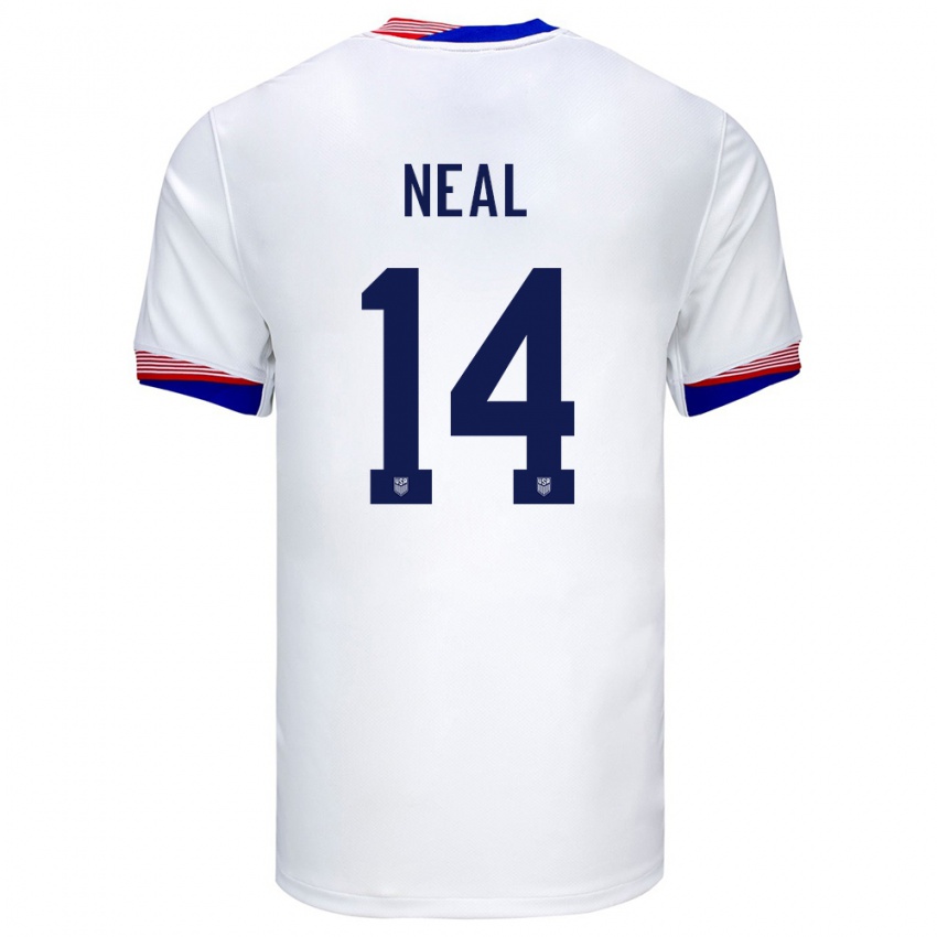 Damen Vereinigte Staaten Jalen Neal #14 Weiß Heimtrikot Trikot 24-26 T-Shirt Österreich