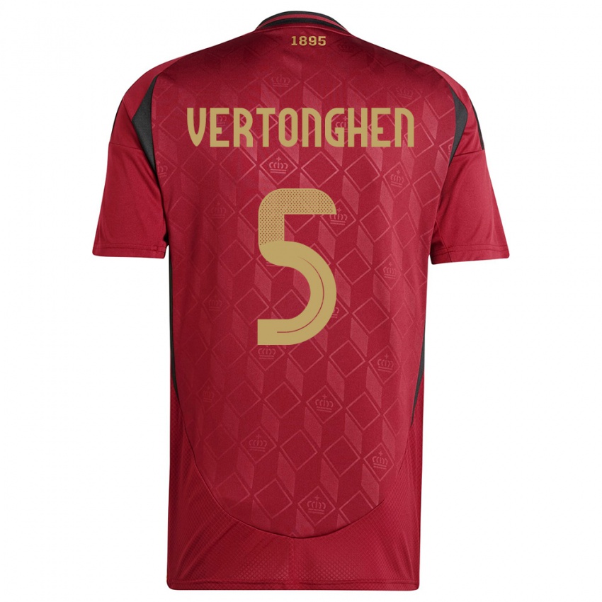 Damen Belgien Jan Vertonghen #5 Burgund Heimtrikot Trikot 24-26 T-Shirt Österreich