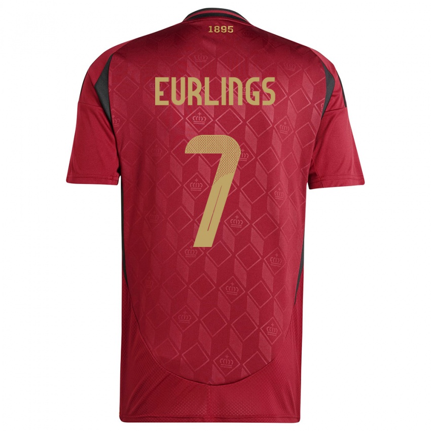 Damen Belgien Hannah Eurlings #7 Burgund Heimtrikot Trikot 24-26 T-Shirt Österreich