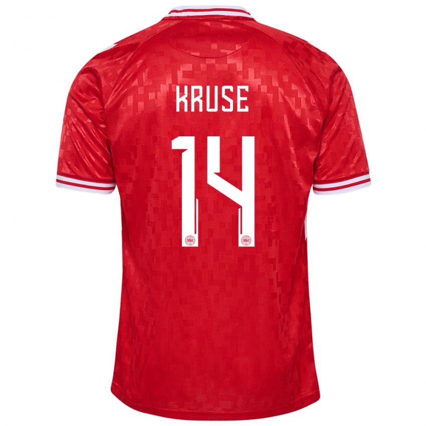 Damen Dänemark David Kruse #14 Rot Heimtrikot Trikot 24-26 T-Shirt Österreich